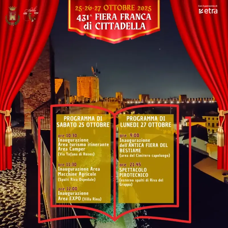 Dal 25 Ottobre 2025 la 431° Fiera Franca di Cittadella (PD)